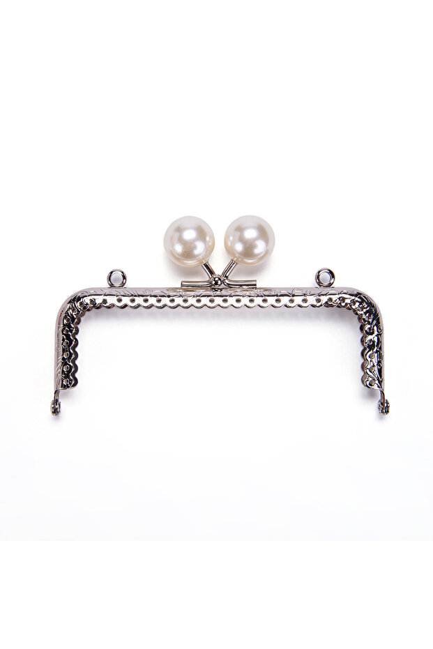 Rectangular White Beaded Burs 12.5 cm Silver - 1