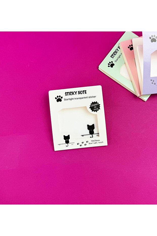 Kedi Tasarımlı Şeffaf Post-it - 2