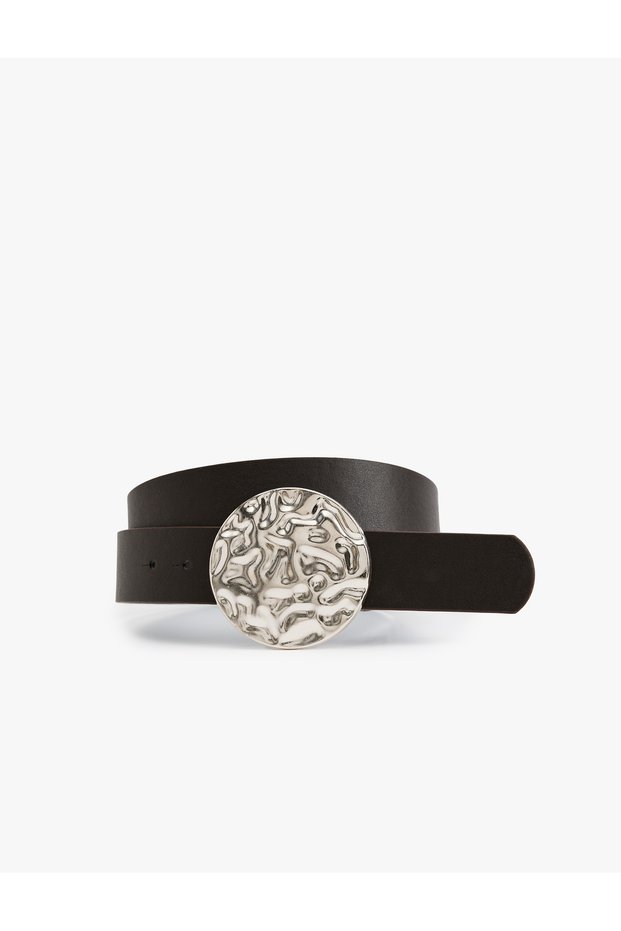 Belt Faux Leather Metal Buckle