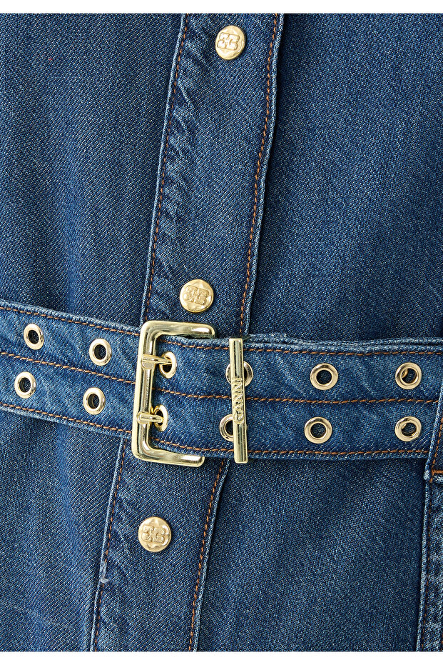 Şık Denim Maxi Elbise - 4