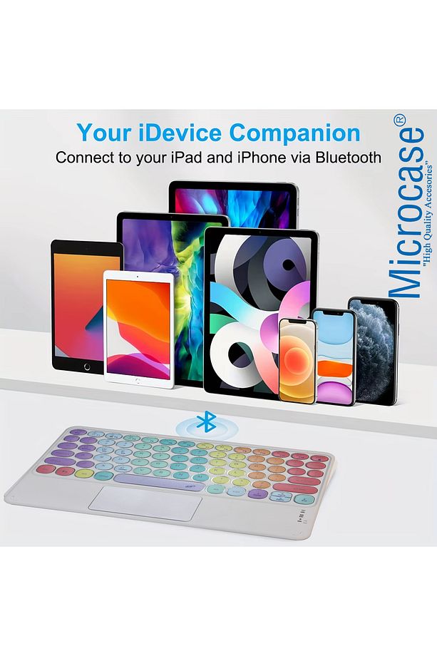Tablet ve Telefonlar için Gökkuşağı Tasarım Touchpad Bluetooth Klavye ve Mouse Set - AL5042 İNG - 3