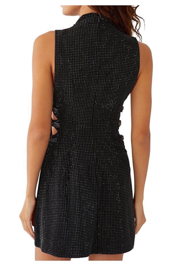 Rhinestone Detaylı Mini Elbise - 3