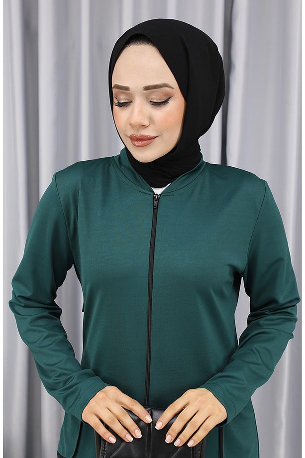 Cep Detaylı Fermuarlı Kap 1642-04 Zümrüt Yeşili - 3