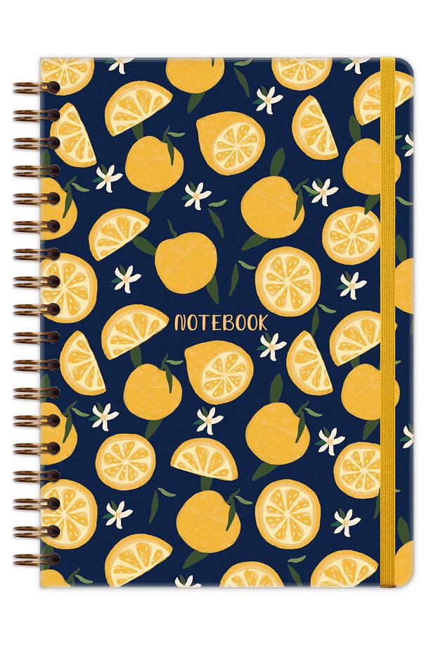 B5 17x24 cm Spiralli Lastikli Kareli Tarihsiz Not Defteri Limon - 6
