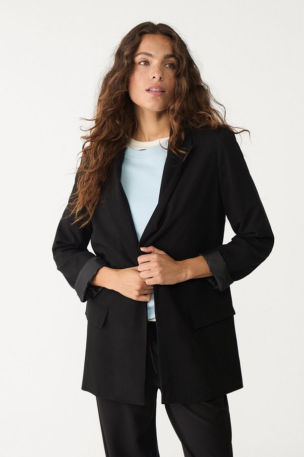 Dökümlü önü açık blazer - 1