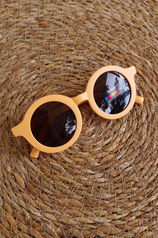Beige Children's Sunglasses with Uv400 Protection Glass