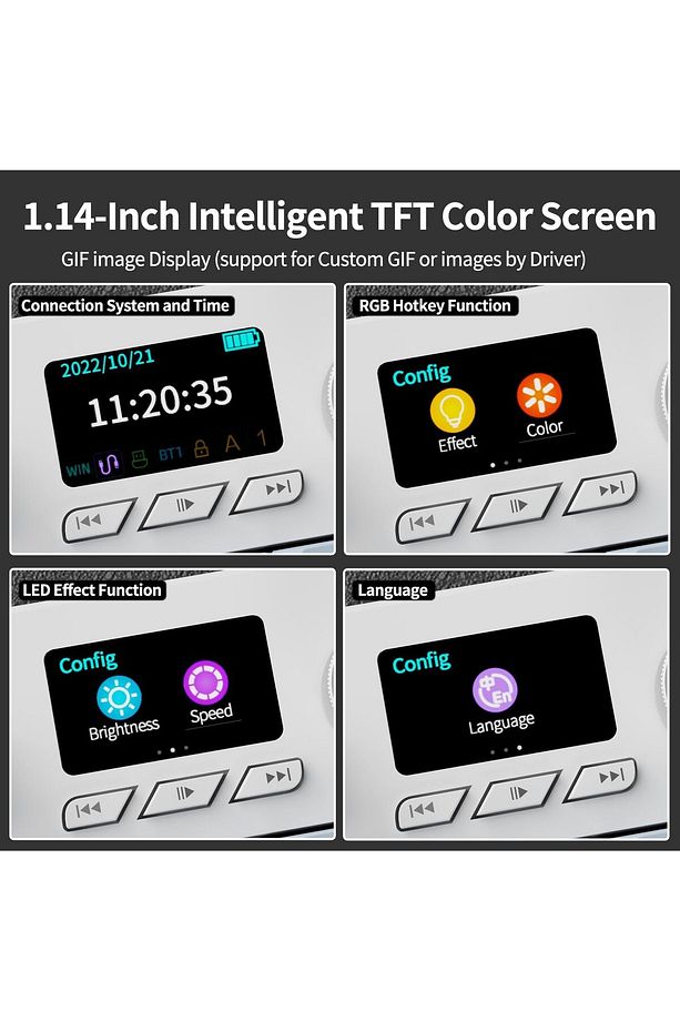 Ajazz AK35i V3 Kablosuz Mekanik Oyuncu Klavyesi-Gasket Gövde Yapısı TFT Ekranlı Mavi/Avakado Switch - 3