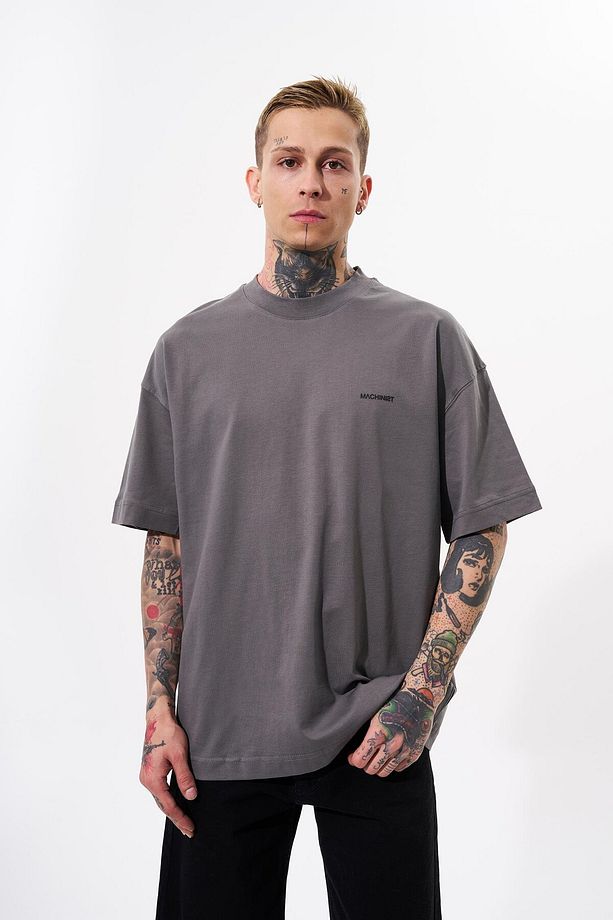 Erkek Basic Pamuklu Oversize Duman Tişört - 3