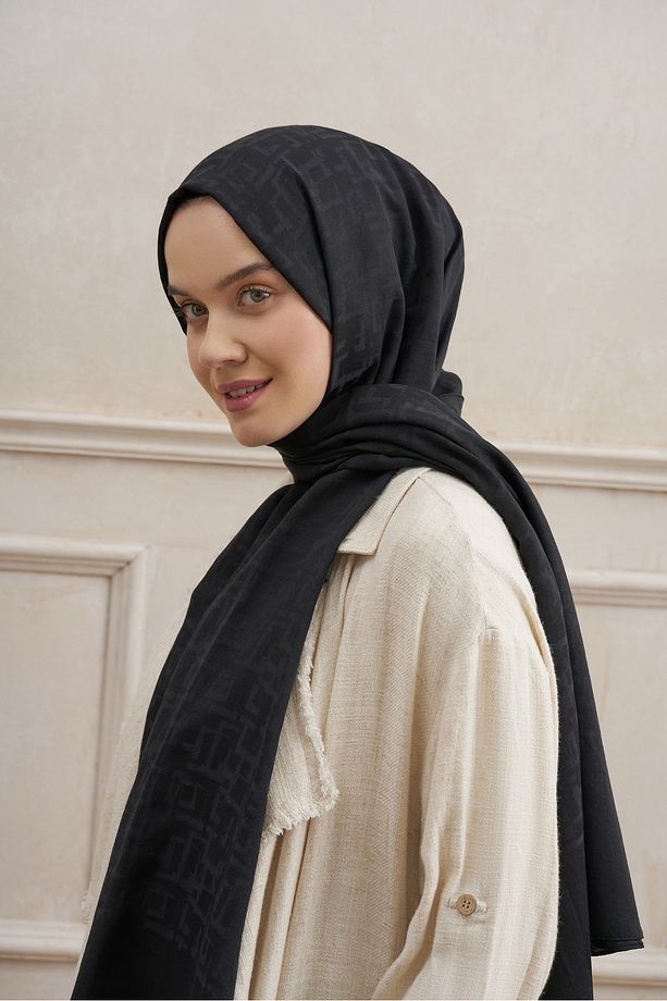 ALİZE SERİSİ KARE DESEN ŞAL - SİYAH - 2