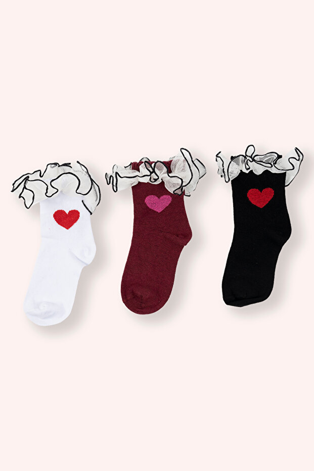 Kız Çocuk Dantelli Çorap Seti - 1