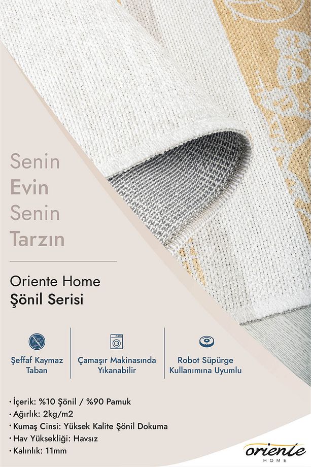 İskandinav Desenli Yıkanabilir Kaymaz Taban Şönil Gri Antrasit Mutfak Halısı 8388 - 9