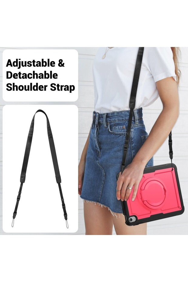 Apple iPad 10. Nesil 10.9 2022 Kılıf Handle Ring Yüzüklü Amour Tank Case Fuji A2696 A2757 A2777 - 3