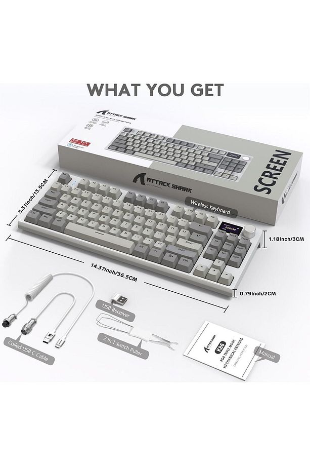 Attack Shark K86 RetroGrey App Uygulamalı Tri-Mode E-Sports Profesyonel Gaming Oyuncu Klavye - 8