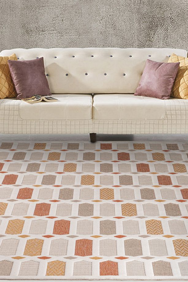 Qavalli Sisal Krem Yumuşak Doku Salon Oturma Odası Mutfak Çocuk Odası Halısı - 1