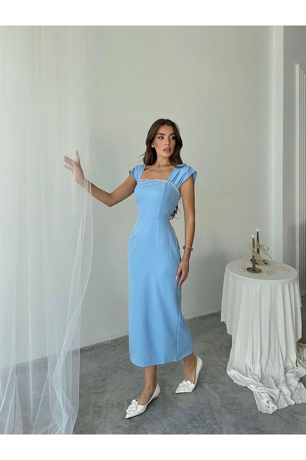 Elenor Uzun Atlas Elbise - 3
