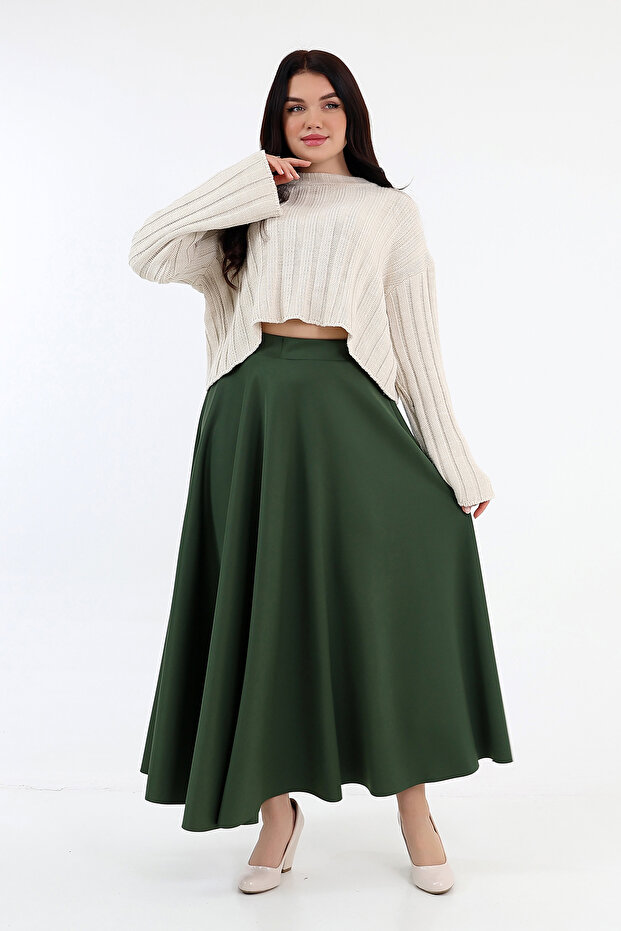 Scuba Full Kilos Skirt Khaki