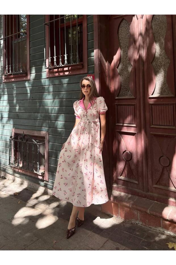 Marya Çiçekli Uzun Elbise