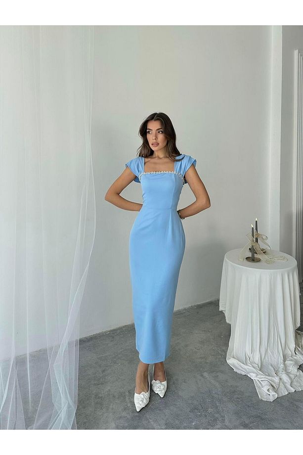 Elenor Uzun Atlas Elbise - 7