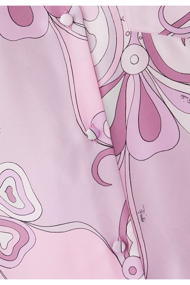 Şık Orkide Desenli İpek Twill Gömlek - 4