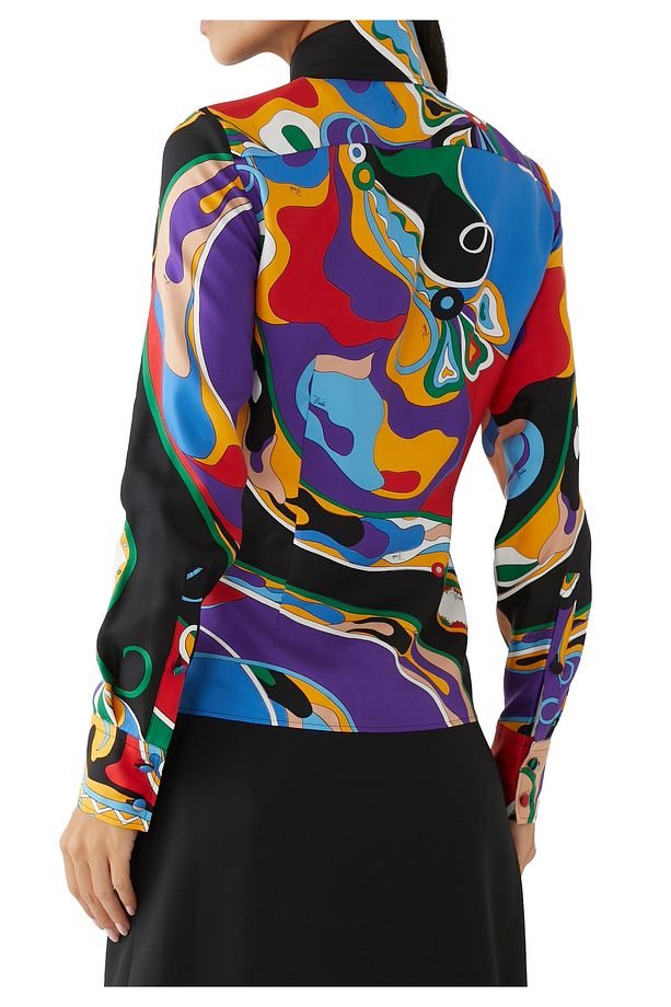Orkide Desenli İpek Twill Gömlek - 3