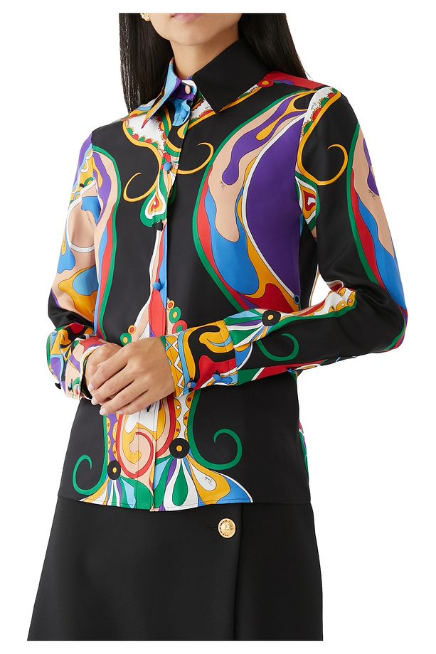 Orkide Desenli İpek Twill Gömlek - 5