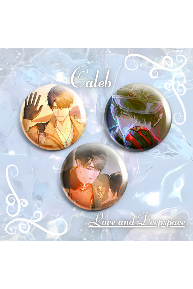 Love and Deepspace Caleb Buton Rozet Seti - 3 Adet 44mm - 1