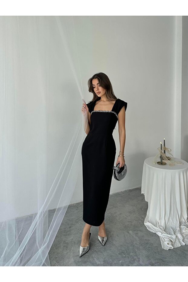 Elenor Uzun Atlas Elbise - 6