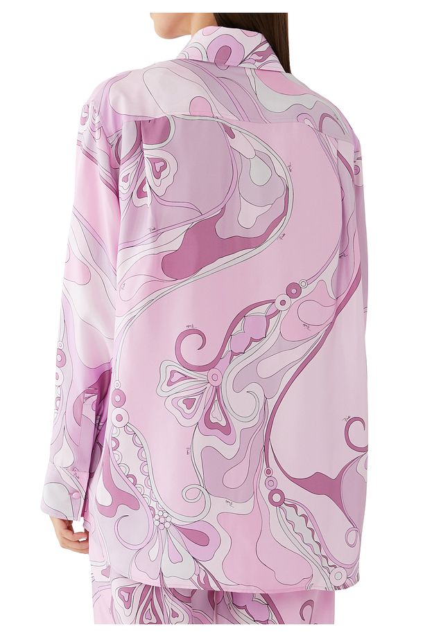 Şık Orkide Desenli İpek Twill Gömlek - 3
