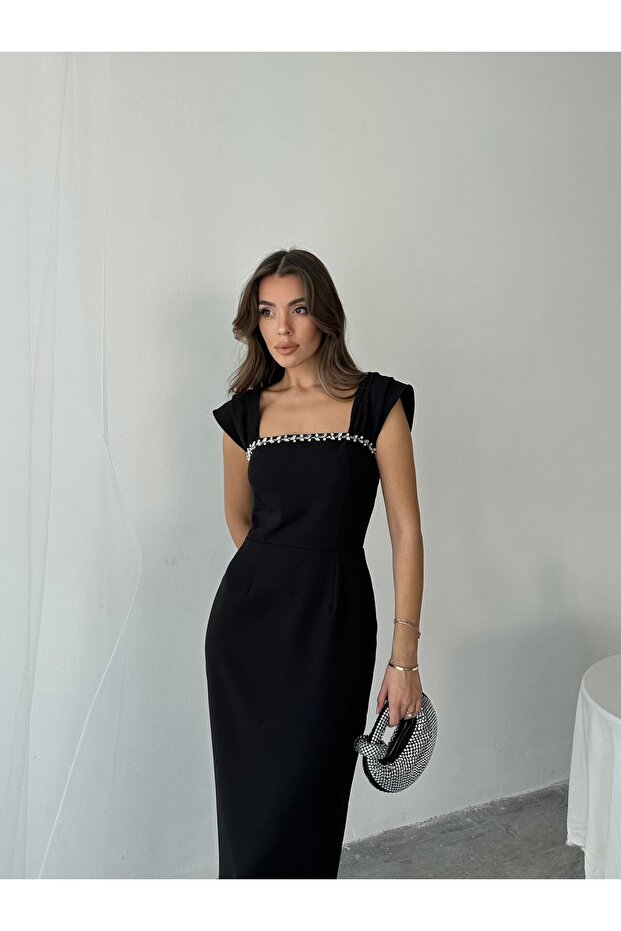 Elenor Uzun Atlas Elbise - 4