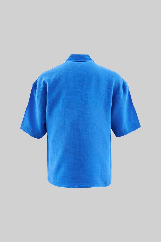 Erkek Basic Cotton Gömlek SAKS BLUE - 3