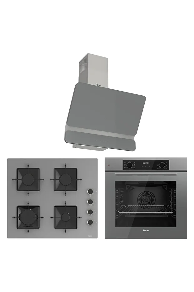 Flowart Ventora Elite Gri 3'lü Ankastre Set ( QBL63CPR-SS208-D082 ) - 1