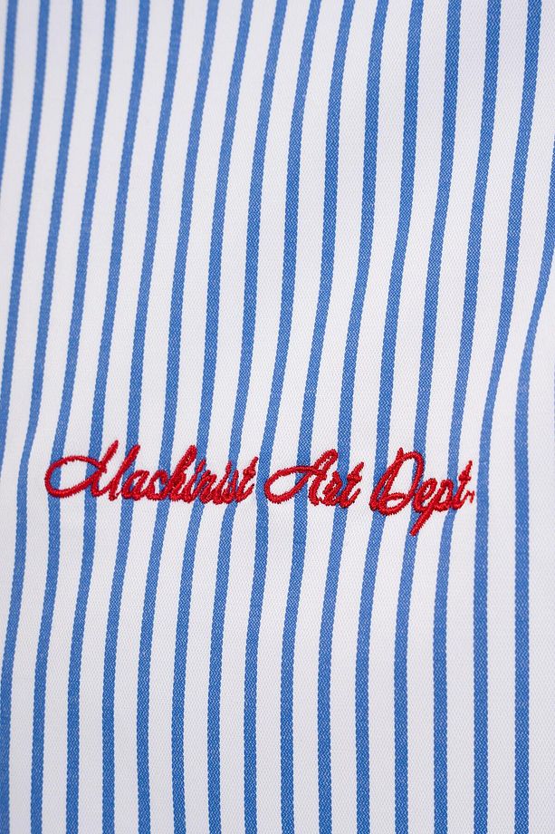Erkek Stripe Oversize Mavi Striped Gömlek - 3