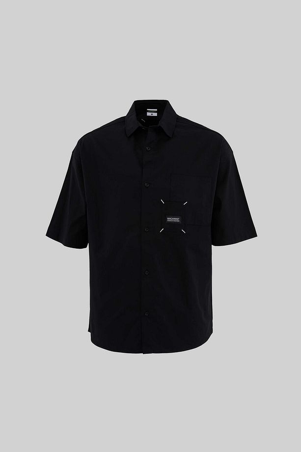Erkek Labeled And Technical Stitched Siyah Gömlek - 1
