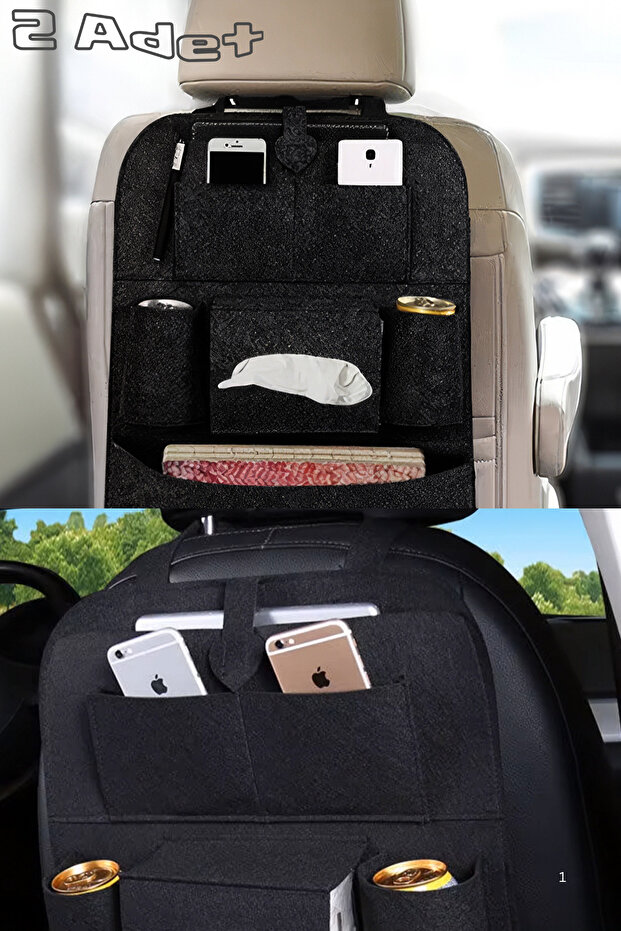 2Pcs Car Interior Seat Back Organizer Stylish Design Practical Storage - Spacious Hopper Dedicated Compartments