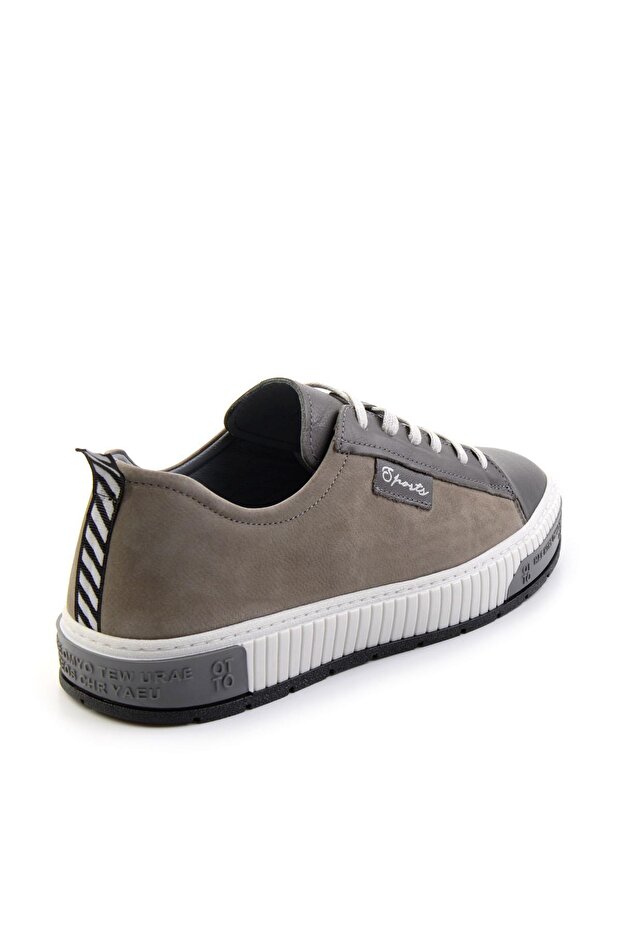 Gri Leather Erkek Sneaker E01018033543 - 3