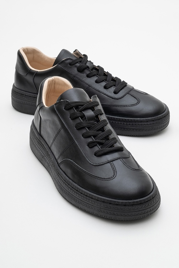 Fi̇ore Black Skin Genuine Leather Women's Sports Shoes