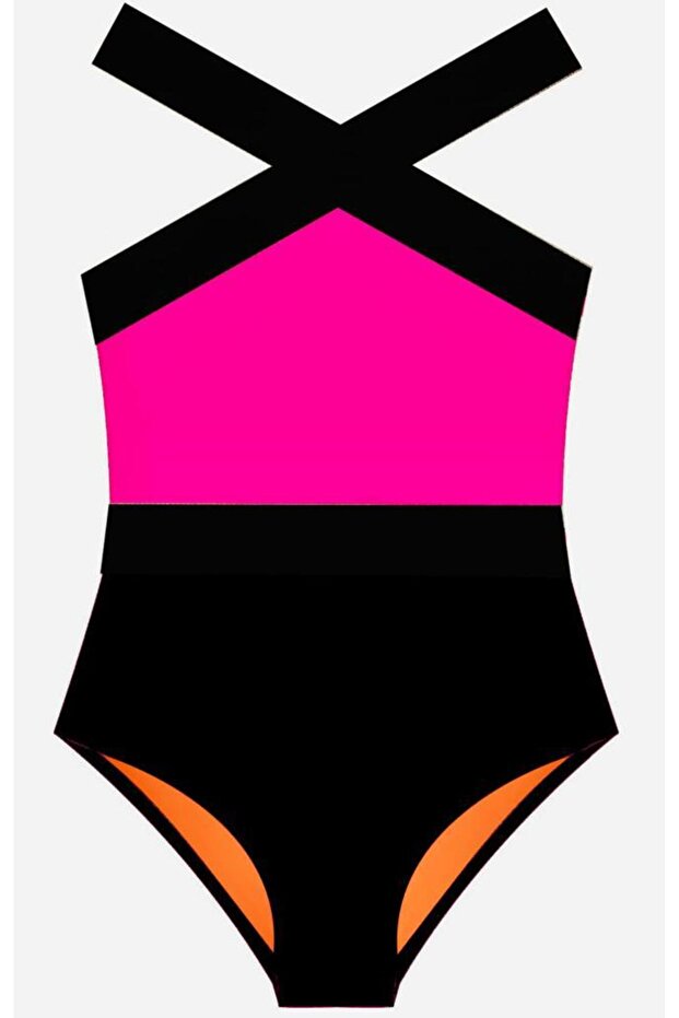 Black-Pink Girls Swimsuit Db200703Cm