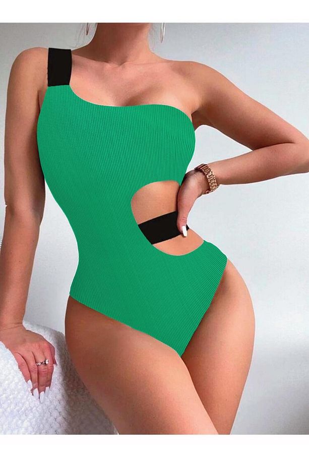 Çizgili Özel Kumaşlı Cut Out Mayo Db200727m - 1