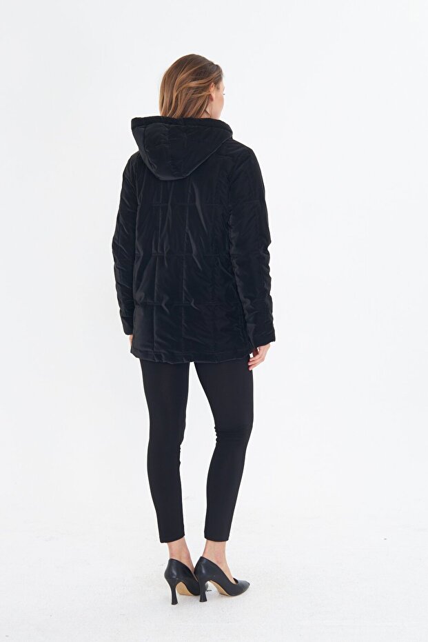 KAPÜŞONLU SİYAH MONT - 8