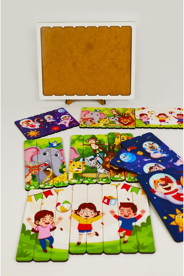 Ahşap Çubuk Puzzle, 3lü Set Puzzle, , Montesorri Puzzle ÇB302 - 4