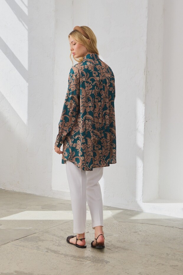 Desenli Gömlek Yeşil - 5