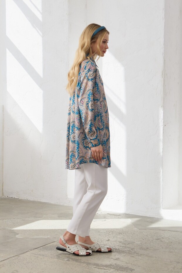 Desenli Gömlek İndigo - 1