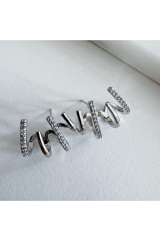 Çelik taşlı küpe - 3