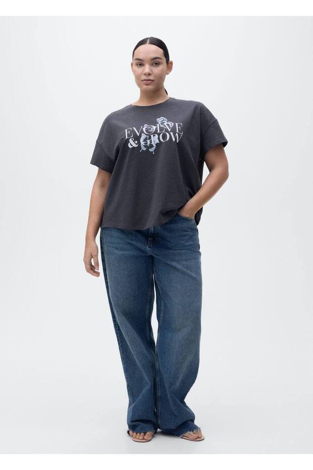 Patterned cotton message t-shirt - 8