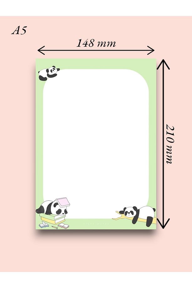 A5 Panda Desenli Notepad - Not Defteri - Bloknot - 2