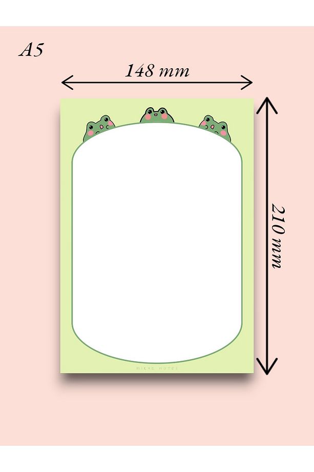 A5 Kurbağa Desenli Notepad - Not Defteri - Bloknot - 2