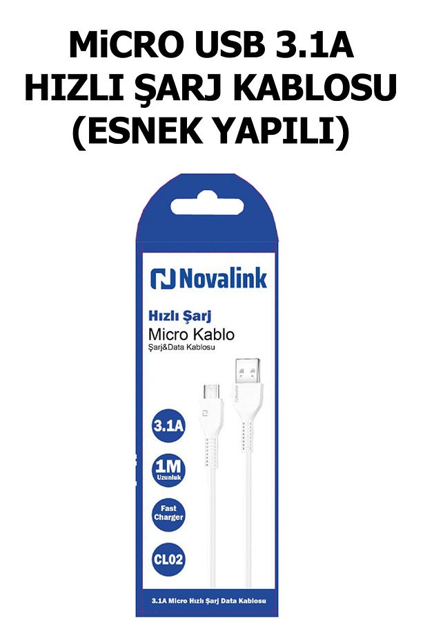 Micro Usb Hızlı Şarj Kablosu 3.1A 1 Mt. Esnek Yapılı Fast Charger, Hızlı Data Transferi - 2