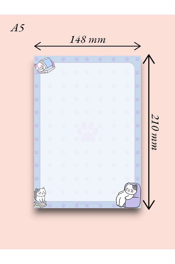 A5 Kedi Desenli Notepad - Not Defteri - Bloknot - 2