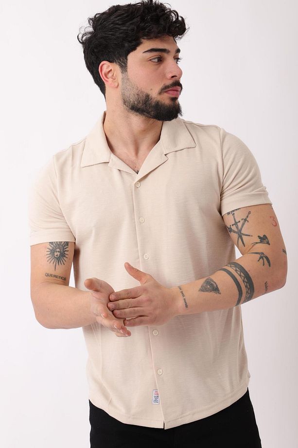 Kırçıllı Desen Kısa Kol Gömlek JS C-156_40361 - 3