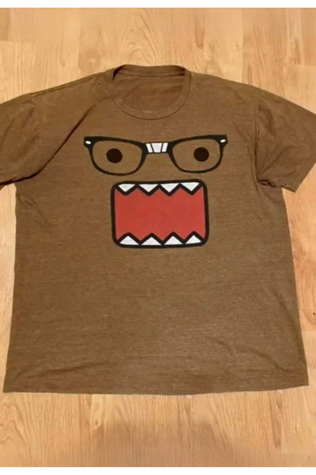 Domo Glasses Domo Cat Unisex Brown T-Shirt
